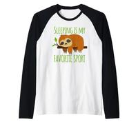 Dormir est Mon Paresseux Kawaii favori Manche Raglan