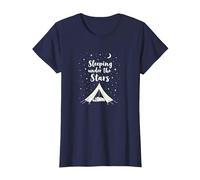 Dormir sous Les étoiles : Aventure de Camping Confortable T-Shirt, Femme, Bleu Marine, XS