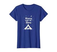Dormir sous Les étoiles : Aventure de Camping Confortable T-Shirt, Femme, Bleu Royal, M