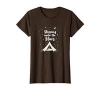Dormir sous Les étoiles : Aventure de Camping Confortable T-Shirt, Femme, Marron, S