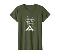 Dormir sous Les étoiles : Aventure de Camping Confortable T-Shirt, Femme, Olive, L