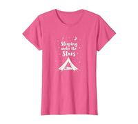 Dormir sous Les étoiles : Aventure de Camping Confortable T-Shirt, Femme, Rose Chiné, L