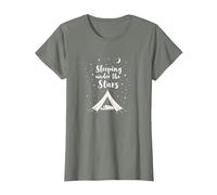 Dormir sous Les étoiles : Aventure de Camping Confortable T-Shirt, Femme, Vert Kaki chiné, L