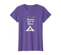 Dormir sous Les étoiles : Aventure de Camping Confortable T-Shirt, Femme, Violet Chiné, XXL