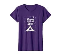 Dormir sous Les étoiles : Aventure de Camping Confortable T-Shirt, Femme, Violet, XS