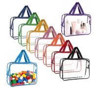 DORMIYA Lot de 9 sacs de rangement en PVC transparent étanche avec fermeture éclair et poignée, sacs de rangement pour blocs de construction, puzzle et accessoires faits à la main (9 pièces)