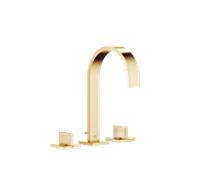 Dornbracht MEM Mélangeur de lavabo à trois trous avec rosaces individuelles, avec garniture d'écoulement, saillie 165mm, 20713782-28, Couleur: Laiton brossé