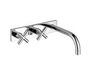 Dornbracht fixation murale pour lavabo Tara chromé, bec verseur à droite, saillie 190mm, poignée en croix