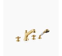 Dornbracht MADISON Mitigeur de bain à 4 trous pour montage sur bord de baignoire, saillie 225mm, 27502360-28, Couleur: Laiton brossé