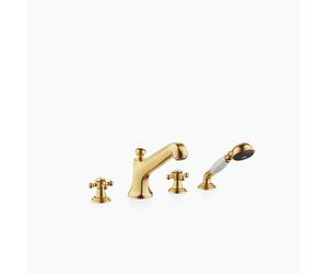 Dornbracht MADISON Mitigeur de bain à 4 trous pour montage sur bord de baignoire, saillie 225mm, 27502360-28, Couleur: Laiton brossé
