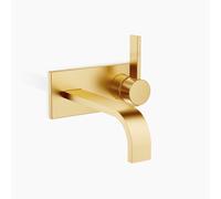 Dornbracht MEM Mitigeur monocommandé mural pour lavabos avec plaques de recouvrement, sans vidage, saillie 207mm, 36864782-28, Couleur: Laiton brossé