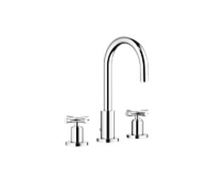 Dornbracht mitigeur de lavabo Tara . 2071089200 chromé , projection 135mm, poignées transversales, 3 robinet de trou