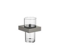 Dornbracht Porte-verre Mem 83400780-99 Modèle mural, verre cristal, projection 85 mm, platine foncé mat