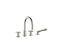 Dornbracht TARA mélangeur de baignoire à quatre trous pour installation sur le bord de la baignoire ou du carrelage, saillie 220 mm, 27512892-06, Couleur: Platine Mat