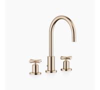 Dornbracht TARA Mélangeur de lavabo à trois trous avec garniture d'écoulement, bec pivotant à 360°, saillie 165mm, 20713892-46, Couleur: Champagne brossé
