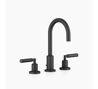 Dornbracht TARA Mélangeur de lavabo à trois trous avec garniture d'écoulement, bec pivotant à 360°, saillie 135mm, 20710882-33, Couleur: Noir Mat