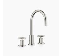 Dornbracht TARA Mélangeur de lavabo à trois trous avec garniture d'écoulement, bec pivotant à 360°, saillie 165mm, 20713892-06, Couleur: Platine Mat