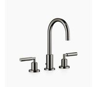 Dornbracht TARA Mélangeur de lavabo à trois trous avec garniture d'écoulement, bec pivotant à 360°, saillie 135mm, 20710882-19, Couleur: Chrome foncé
