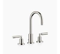 Dornbracht TARA Mélangeur de lavabo à trois trous avec garniture d'écoulement, bec pivotant à 360°, saillie 135mm, 20710882-08, Couleur: platine