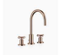 Dornbracht TARA Mélangeur de lavabo à trois trous avec garniture d'écoulement, bec pivotant à 360°, saillie 165mm, 20713892-42, Couleur: bronze brossé