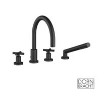 Dornbracht TARA mélangeur de baignoire à quatre trous pour installation sur le bord de la baignoire ou du carrelage, saillie 220 mm, 27512892-33, Couleur: Noir Mat