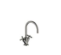 Dornbracht Tara . Mitigeur 2 manettes 22513892-99 pour lavabo, avec garniture de vidage , saillie 165 mm, platine foncé mat
