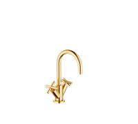 Dornbracht Tara . Mitigeur à deux poignées 22512892-28 pour lavabo, avec garniture de vidage , saillie 135 mm, laiton brossé