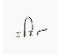 Dornbracht TARA Mitigeur de bain à 4 trous pour montage sur bord de baignoire ou de carrelage, inverseur automatique bain/douche, saillie 220mm, 27512892-06, Couleur: Platine Mat