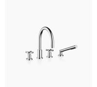 Dornbracht TARA Mitigeur de bain à 4 trous pour montage sur bord de baignoire ou de carrelage, inverseur automatique bain/douche, saillie 220mm, 27512892-00, Couleur: chrome