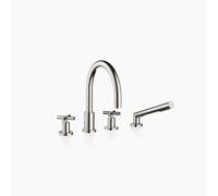 Dornbracht TARA Mitigeur de bain à 4 trous pour montage sur bord de baignoire ou de carrelage, inverseur automatique bain/douche, saillie 220mm, 27512892-08, Couleur: platine