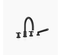 Dornbracht TARA Mitigeur de bain à 4 trous pour montage sur bord de baignoire ou de carrelage, inverseur automatique bain/douche, saillie 220mm, 27512892-33, Couleur: Noir Mat