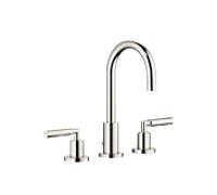 Dornbracht Tara . Robinet à trois trous 20710882-08 pour lavabo, avec garniture de vidage , saillie 135 mm, platine