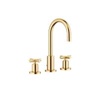 Dornbracht TARA Mélangeur de lavabo à trois trous avec garniture d'écoulement, saillie 135mm, 20710892-28, Couleur: Laiton brossé