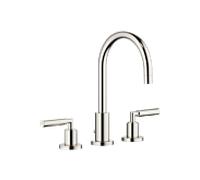 Dornbracht Tara. robinet trois trous 20713882-08 pour lavabo, avec garniture de vidage , saillie 165 mm, platine