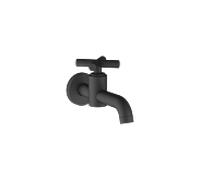 Dornbracht Tara . Vanne de sortie murale 30010892-33 avec poignée croisée, eau froide, saillie 140 mm, noir mat
