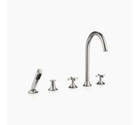 Dornbracht VAIA Mélangeur bain/douche à cinq trous, montage sur bord de baignoire, inverseur automatique, poignée croisillon, saillie 220 mm, 27522809-06, Couleur: Platine Mat