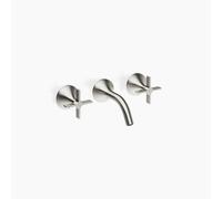 Dornbracht VAIA Mélangeur mural pour lavabo sans vidage, poignée croisillon, saillie 125mm, 36702809-06, Couleur: Platine Mat