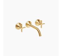 Dornbracht VAIA Mélangeur mural pour lavabo sans vidage, poignée croisillon, saillie 190mm, 36712809-28, Couleur: Laiton brossé