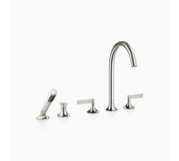 Dornbracht VAIA Mitigeur bain/douche à 5 trous, montage sur bord de baignoire, inverseur automatique, manette, saillie 220mm, 27522819-08, Couleur: platine