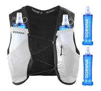 DORNNA Light Edition V1 - Sac Trail + 2 PCS Gourde Souple 500 ML sans BPA, Sac Hydratation Running Homme e Femme, Gilet Hydratation. (Blanc, M-L)