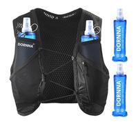 DORNNA Light Edition V1 - Sac Trail + 2 PCS Gourde Souple 500 ML sans BPA, Sac Hydratation Running Homme e Femme, Gilet Hydratation. (Noir, XL)