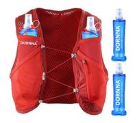 DORNNA Light Edition V1 - Sac Trail + 2 PCS Gourde Souple 500 ML sans BPA, Sac Hydratation Running Homme e Femme, Gilet Hydratation. (Rouge, XS-S)