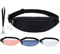DORNNA® Sac Banane Homme et Femme, Sac de Grande Capacité Sac de Taille avec Sangles Réglables pour Voyage Randonnée Gym Jogging. Pendentif de Cou Gratuit. (Noir)
