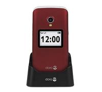 Doro 2424 Téléphone Portable 2G à Clapet Débloqué pour Seniors avec Affichage Externe, Touche d'Assistance et Socle Chargeur Inclus [Version Française] (Rouge)