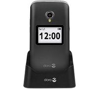 Doro 2424 Téléphone Portable 2G à Clapet Débloqué pour Seniors avec Affichage Externe, Touche d'Assistance et Socle Chargeur Inclus [Version Française] (Gris)