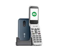 Doro 2820 4G Téléphone Portable à Clapet Débloqué pour Seniors - Grandes Touches Parlantes - Caméra - Bluetooth - Touche d'Assistance - Téléphone Portable sans Internet et sans Socle (Bleu/Blanc)
