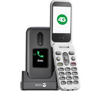 Doro - 2880 - Téléphone Portable Senior - Téléphone À Clapet 4G - Double Écran Et Grandes Touches - Touche d'Assistance - Caméra - Fonction HD Voice - Socle Chargeur Inclus - Noir/Blanc