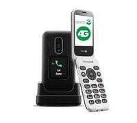 Doro 6880 -Téléphone Mobile 4G à Clapet pour Senior - Simple d'utilisation - Double écran - Touche d'Assistance - Socle Chargeur Inclus - Noir