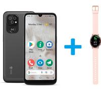 DORO 8100 - 4G smartphone - RAM 2 Go / Mémoire interne 32 Go - microSD slot - 6.1" - 1560 x 720 pixels - 3 x caméras arrière 13 MP, 2 MP, 2 MP - front camera 5 MP - avec Montre Doro rose - gris Gris G