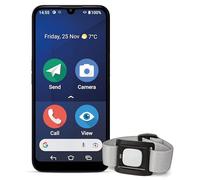 Doro 8200 Secure 4G Smartphone Débloqué Seniors 3500 Médaillon Alerte Bluetooth - Téléphone Portable Résistant à l'eau - Triple Caméra 16MP - 6.1" - Touche Assistance avec GPS - Socle Chargeur